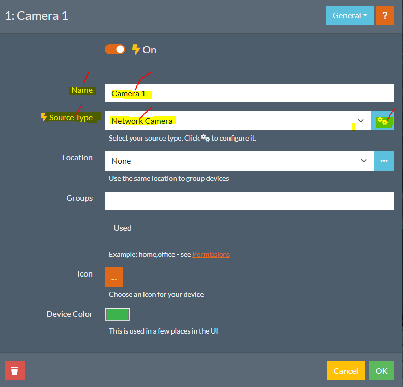 Selecting Network Camera as Video Source
