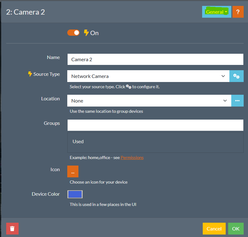iSpy Camera Recording Tab